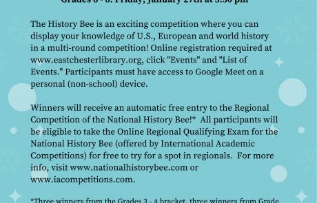 History Bee for Grades 3 – 8  (Virtual competition)
